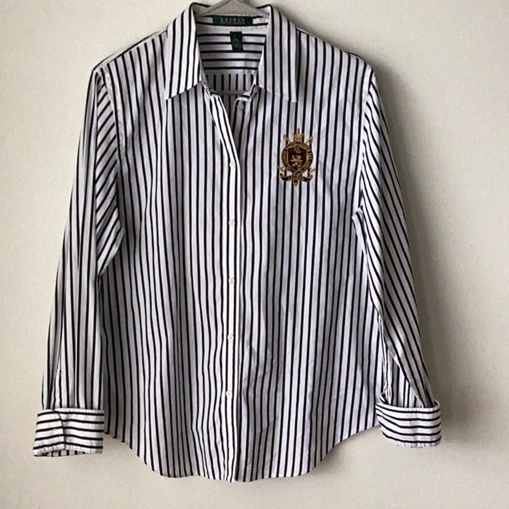 LRL Striped Button Down with Crest - image 3